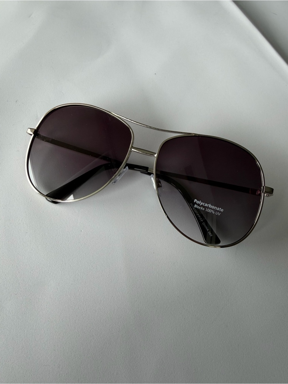 Silver Frame Black Gradient Aviator Sunglasses